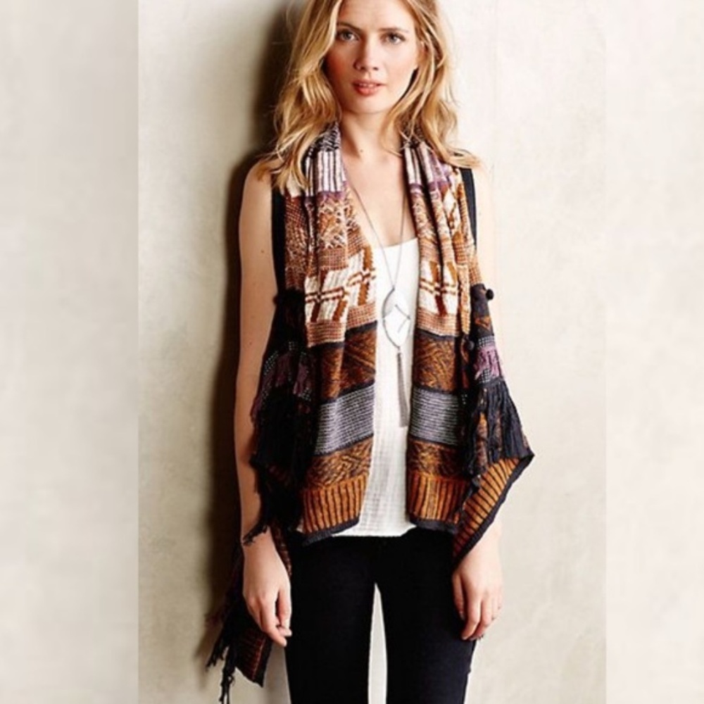 Anthropologie Durango Jacquard Vest Grey Size XS/S